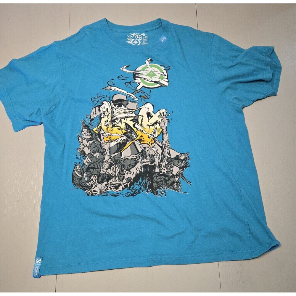 LRG Lifted Research Group T-Shirt Tee Men's Teal Short Sleeve Graphics Size 3XL